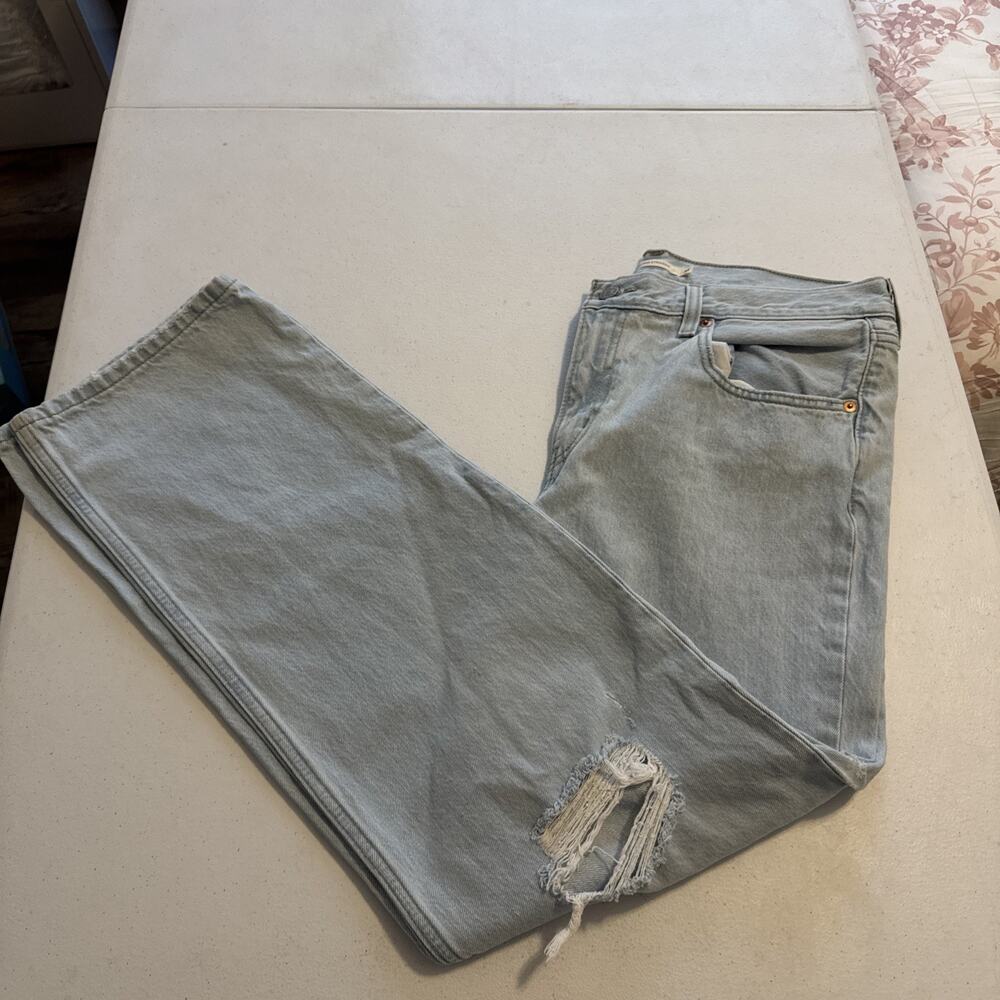 Levi Strauss low pro straight blue washed denim jeans women size 31